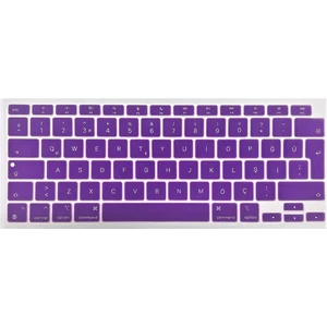 Macbook Air 13 Inch 2020 A2337 M1 İşlemcili Türkçe Q Silikon Klavye Koruyucu Mor