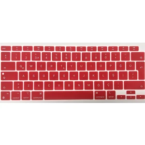 Macbook Air 13 Inch 2020 A2337 M1 İşlemcili Türkçe Q Silikon Klavye Koruyucu Bordo