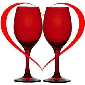 Sevgililer Gününe Özel Paşabahçe Kırmızı Kadeh 310 cc 2 Adet