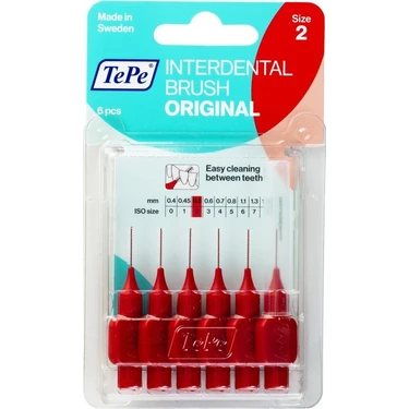 Tepe Arayüz Fırçası Kırmızı 0,5 Mm Orta Sertlikte 6'lı Paket Hassas Diş Etleri İçin
