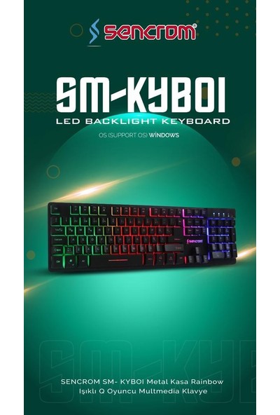 Sencrom SM-KYB01 Klavye Metal Kasa Işıklı Oyuncu Klavyesi