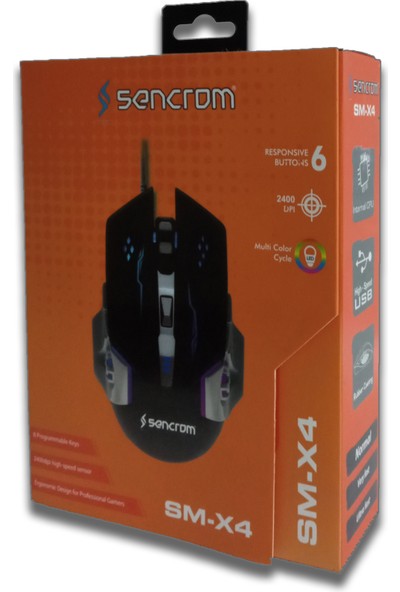 Sencrom Sm-X4 Mouse 2400 Dp Gming Işıklı Oyuncu Faresi