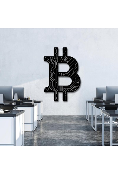 Altın Pusula Bitcoin Metal Duvar Tablosu