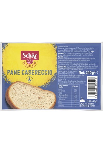 Schar Pane Casereccio 240 gr Glutensiz Ev Ekmeği x 5