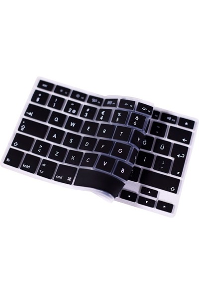 Arabulalaca Macbook Air 13.3 inç A1466 A1369 Türkçe  Q Silikon Klavye Koruyucu - Siyah