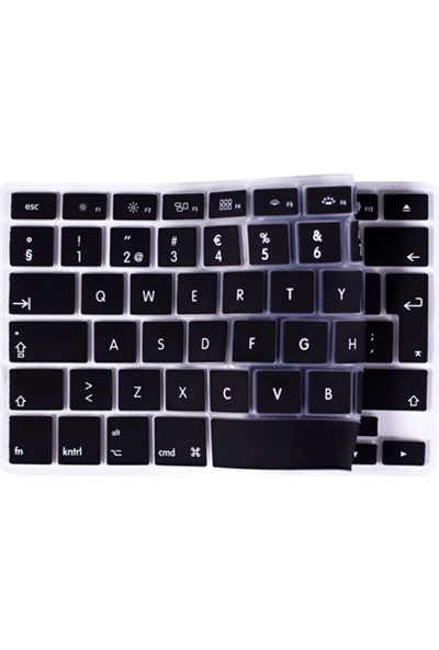Arabulalaca Macbook Air 13.3 inç A1466 A1369 Türkçe  Q Silikon Klavye Koruyucu - Siyah