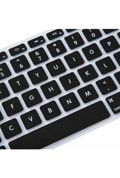 Arabulalaca Macbook Air 13.3 inç A1466 A1369 Türkçe  Q Silikon Klavye Koruyucu - Siyah