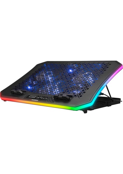 AD-RC34 Metafor Rgb 6 Fanlı Telefon Tutuculu Rgb Işıklı 15-17 Notebook Soğutucu Stand