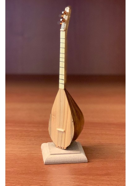 Tüccarus Minyatür Saz Ahşap Biblo 1 - *20CM /masaüstü Hediyelik AEB-0077