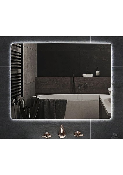 60X70 cm Ledli Ayna Banyo Aynası Dekoratif Ayna Boy Ayna Salon Duvar Ayna