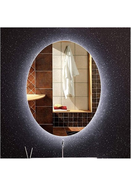 80X100 cm Elips Ledli Ayna Banyo Aynası Dekoratif Ayna Boy Ayna Salon Duvar Ayna