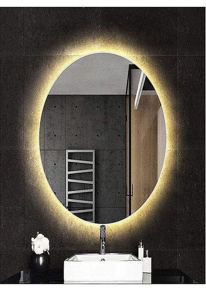 55X75 cm Elips Ledli Ayna Banyo Aynası Dekoratif Ayna Boy Ayna Salon Duvar Ayna modelleri