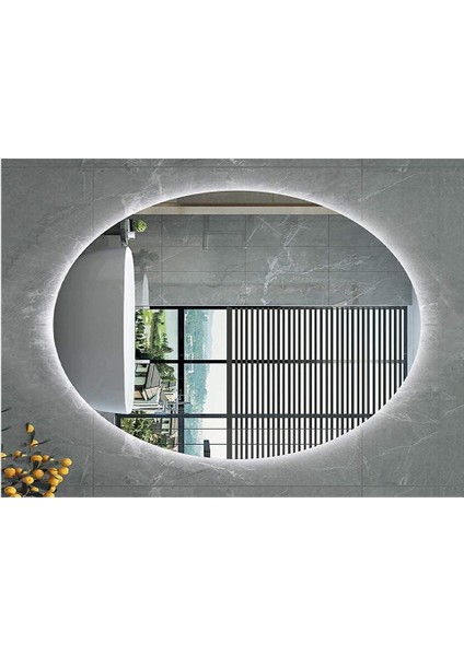 40X60 cm Elips Ledli Ayna Banyo Aynası Dekoratif Ayna Boy Ayna Salon Duvar Ayna