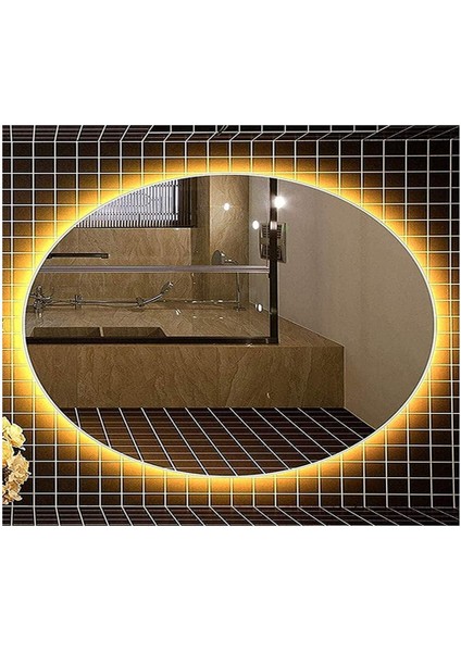 40X60 cm Elips Ledli Ayna Banyo Aynası Dekoratif Ayna Boy Ayna Salon Duvar Ayna