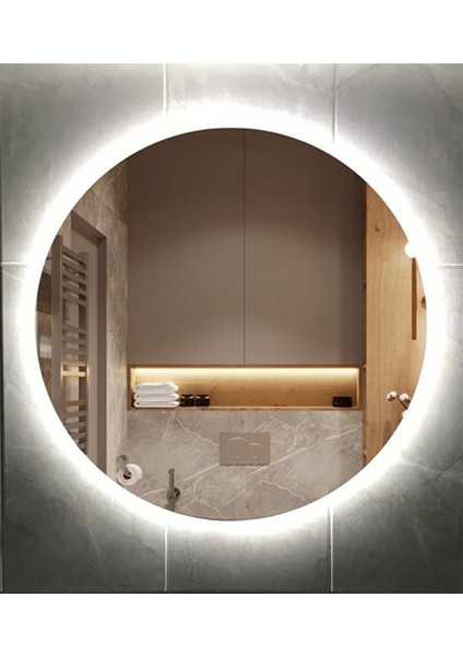 60 cm Yuvarlak Ledli Ayna Banyo Aynası Dekoratif Ayna Boy Ayna Salon Duvar Ayna