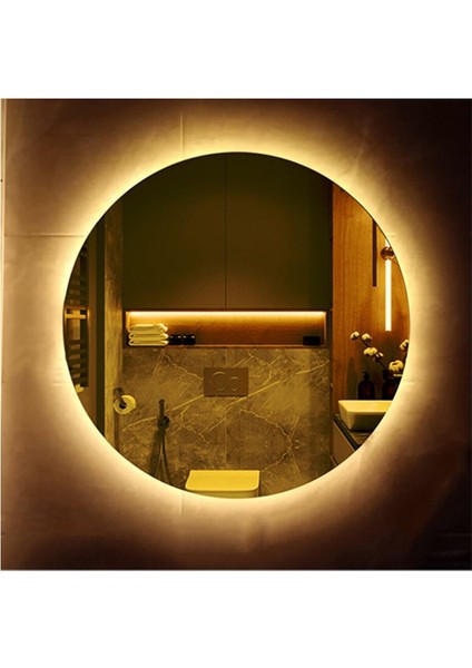 60 cm Yuvarlak Ledli Ayna Banyo Aynası Dekoratif Ayna Boy Ayna Salon Duvar Ayna