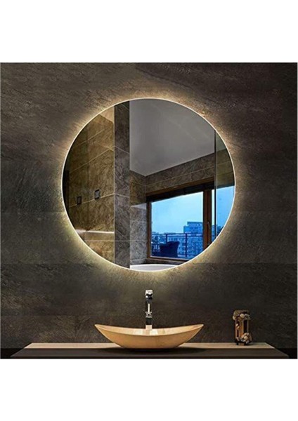 60 cm Yuvarlak Ledli Ayna Banyo Aynası Dekoratif Ayna Boy Ayna Salon Duvar Ayna fırsatları