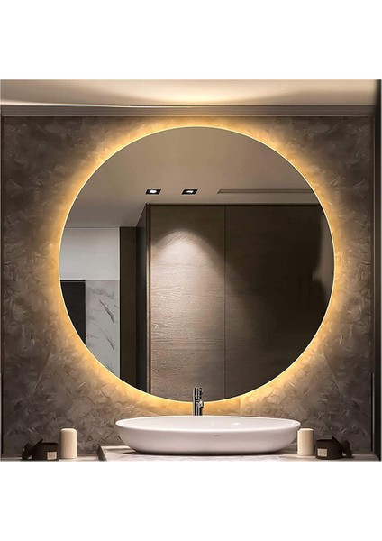 50 cm Yuvarlak Ledli Ayna Banyo Aynası Dekoratif Ayna Boy Ayna Salon Duvar Ayna fırsatları