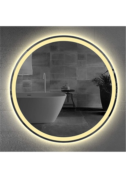 Global Led Mirror 85 cm Kumlamalı Ledli Yuvarlak Ayna Banyo Aynası Dekoratif Ayna Boy Ayna Salon Duvar Ayna