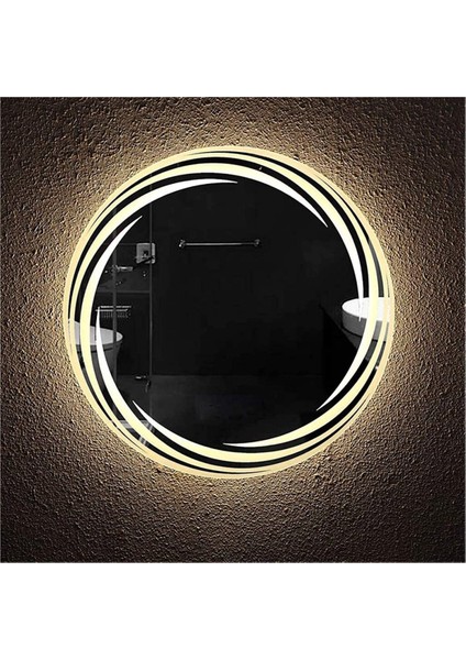 75 cm Kumlamalı Ledli Yuvarlak Ayna Banyo Aynası Dekoratif Ayna Boy Ayna Salon Duvar Ayna