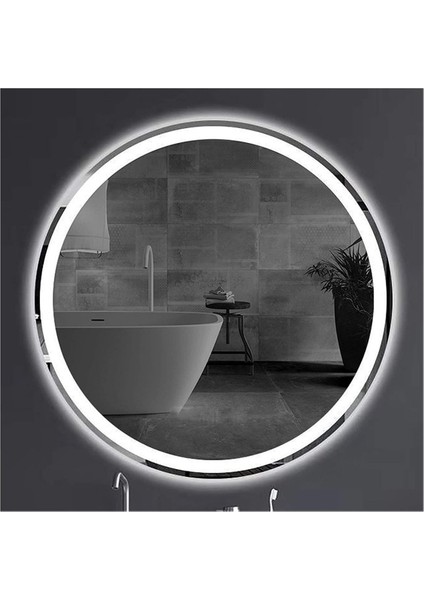 75 cm Kumlamalı Ledli Yuvarlak Ayna Banyo Aynası Dekoratif Ayna Boy Ayna Salon Duvar Ayna