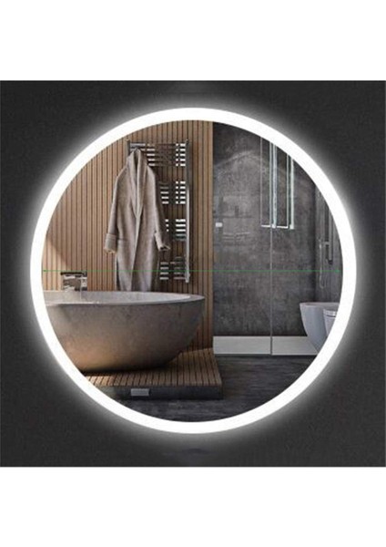 60 cm Kumlamalı Ledli Yuvarlak Ayna Banyo Aynası Dekoratif Ayna Boy Ayna Salon Duvar Ayna