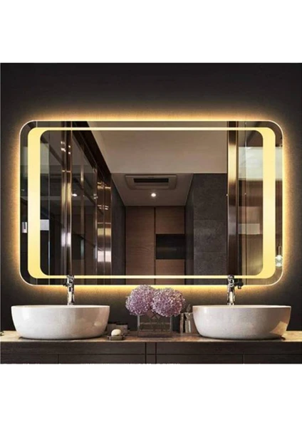 Global Led Mirror 80X120 cm Kumlamalı Ledli Ayna Duvar Salon Banyo Wc Ofis Yatak Odası Boy Ledli Ayna