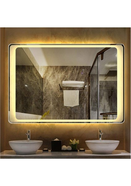 Global Led Mirror 80X120 cm Kumlamalı Ledli Ayna Duvar Salon Banyo Wc Ofis Yatak Odası Boy Ledli Ayna