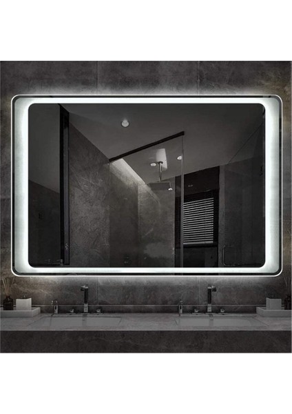 Global Led Mirror 80X120 cm Kumlamalı Ledli Ayna Duvar Salon Banyo Wc Ofis Yatak Odası Boy Ledli Ayna