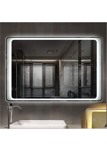 Global Led Mirror 80X120 cm Kumlamalı Ledli Ayna Duvar Salon Banyo Wc Ofis Yatak Odası Boy Ledli Ayna