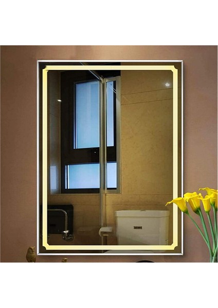 60X70 cm Kumlamalı Ledli Ayna Duvar Salon Banyo Wc Ofis Yatak Odası Boy Ledli Ayna