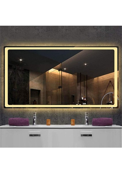 60X70 cm Kumlamalı Ledli Ayna Duvar Salon Banyo Wc Ofis Yatak Odası Boy Ledli Ayna