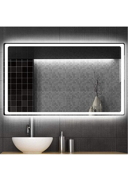 50X65 cm Kumlamalı Ledli Ayna Duvar Salon Banyo Wc Ofis Yatak Odası Boy Ledli Ayna