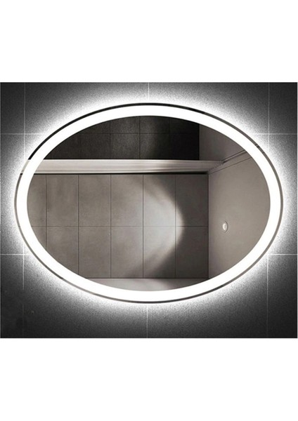 Global Led Mirror 73X93 cm Kumlamalı Elips Ledli Ayna Banyo Aynası Dekoratif Ayna Boy Ayna Salon Duvar Ayna