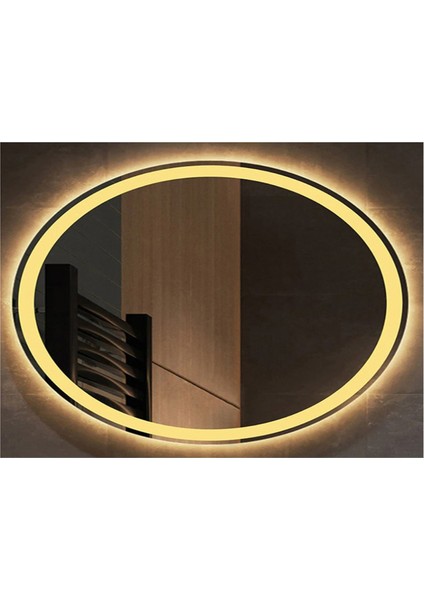 Global Led Mirror 73X93 cm Kumlamalı Elips Ledli Ayna Banyo Aynası Dekoratif Ayna Boy Ayna Salon Duvar Ayna