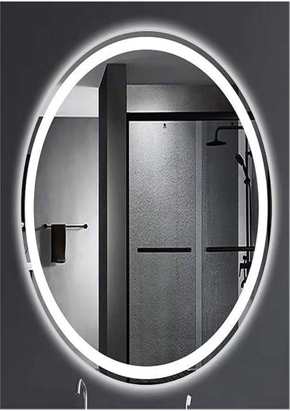65X85 cm Kumlamalı Elips Ledli Ayna Banyo Aynası Dekoratif Ayna Boy Ayna Salon Duvar Ayna