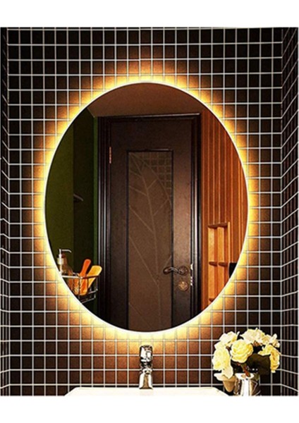 50X70 cm Kumlamalı Elips Ledli Ayna Banyo Aynası Dekoratif Ayna Boy Ayna Salon Duvar Ayna fiyatları