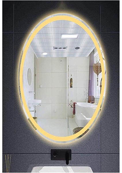 40X60 cm Kumlamalı Elips Ledli Ayna Banyo Aynası Dekoratif Ayna Boy Ayna Salon Duvar Ayna fırsatları