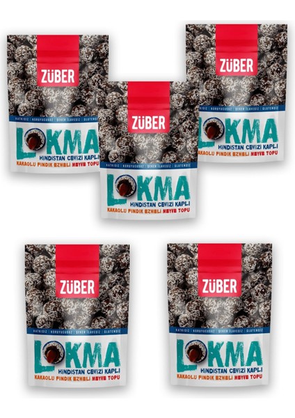 Lokma Hindistan Cevizi Kaplı Kakaolu Fındık Ezmeli Lokma 96G x 5 Paket