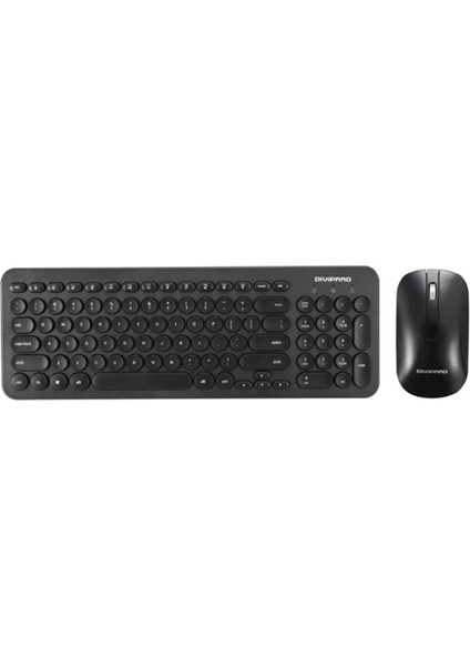 Retro Silent Keyboard 2.4g Kablosuz Klavye ve Mouse Seti-Siyah (Yurt Dışından)