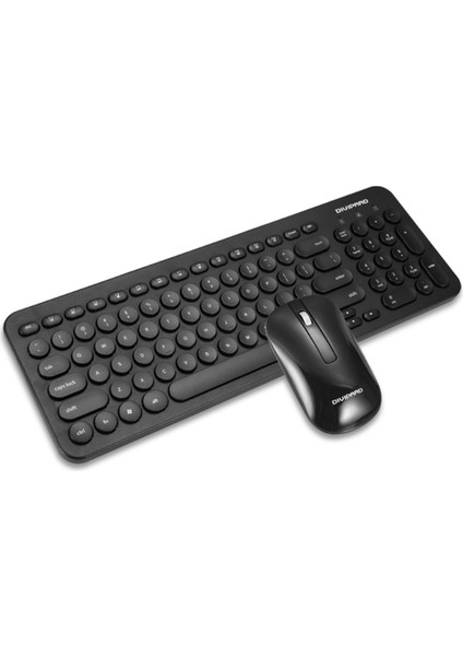 Retro Silent Keyboard 2.4g Kablosuz Klavye ve Mouse Seti-Siyah (Yurt Dışından)