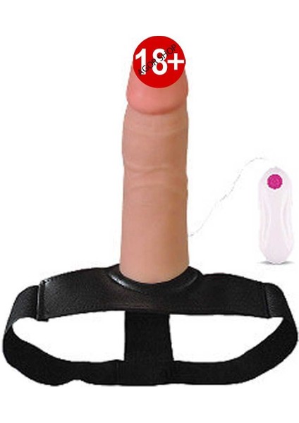 Potent Plunger 19 cm Içi Boş Strapon Kemerli Titreşimli Realistik Penis