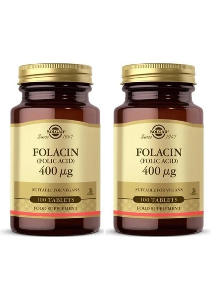 Folic Acid 400 Mcg 100 Tablet 2 Adet