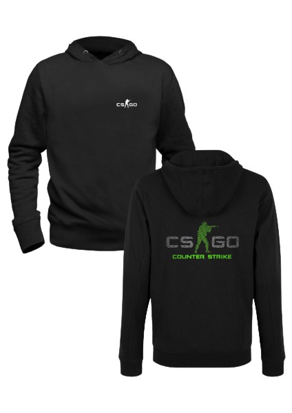 Cs-Go Baskılı Siyah Ön Arka Baskılı Çocuk Sweatshirt