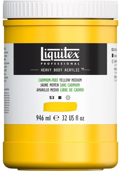 Professional Heavy Body Akrilik Boya 946 ml Kadmiyumsuz Sarı Medium 890 S3