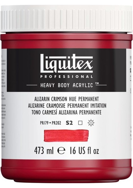 Professional Heavy Body Akrilik Boya 473 ml Kalıcı Alizarin Crimson Hue 116 S2
