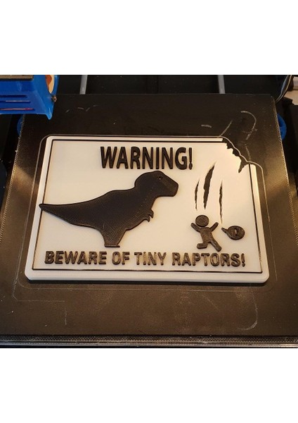Tiny Raptors A Dikkat Et! Uyarı Işareti Plastik Aparat