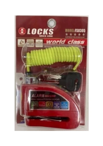 World Class Locks 110 Db Kırmızı Alarmlı Disk Kilidi