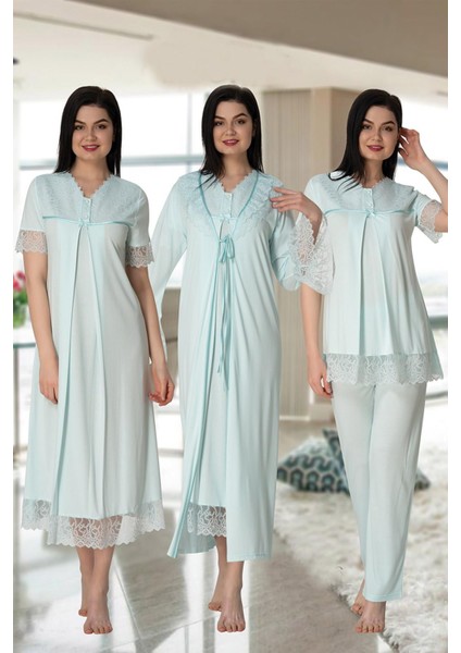 5046 Lohusa Pijama Gecelik Sabahlık Takım