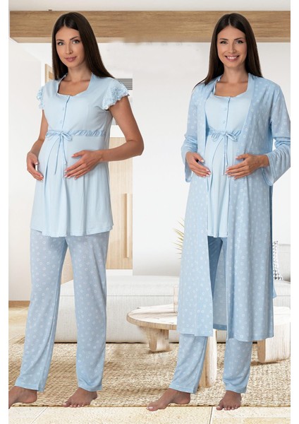 6014 Lohusa Pijama Sabahlık Takım